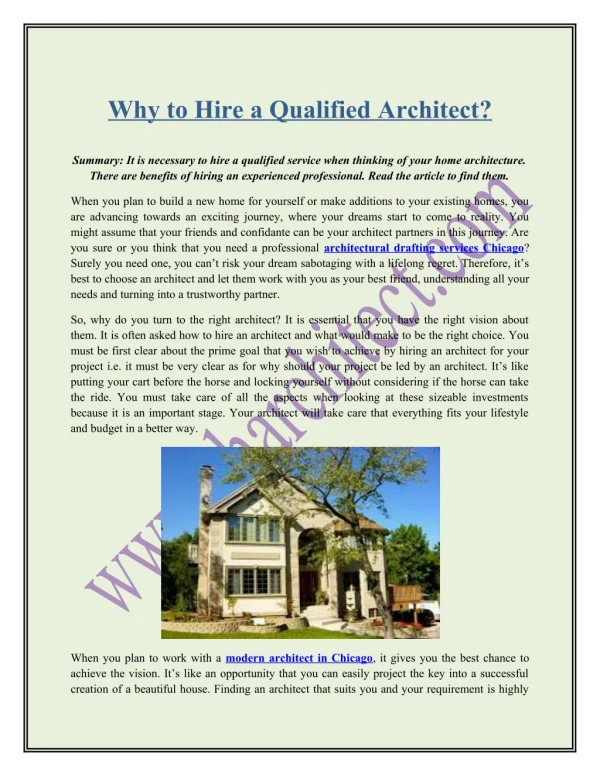 Why to Hire a Qualified Architect?