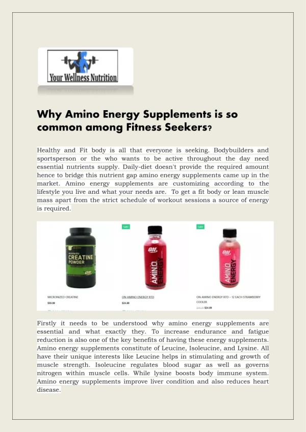 Why Amino Energy Supplements is so common among Fitness Seekers?