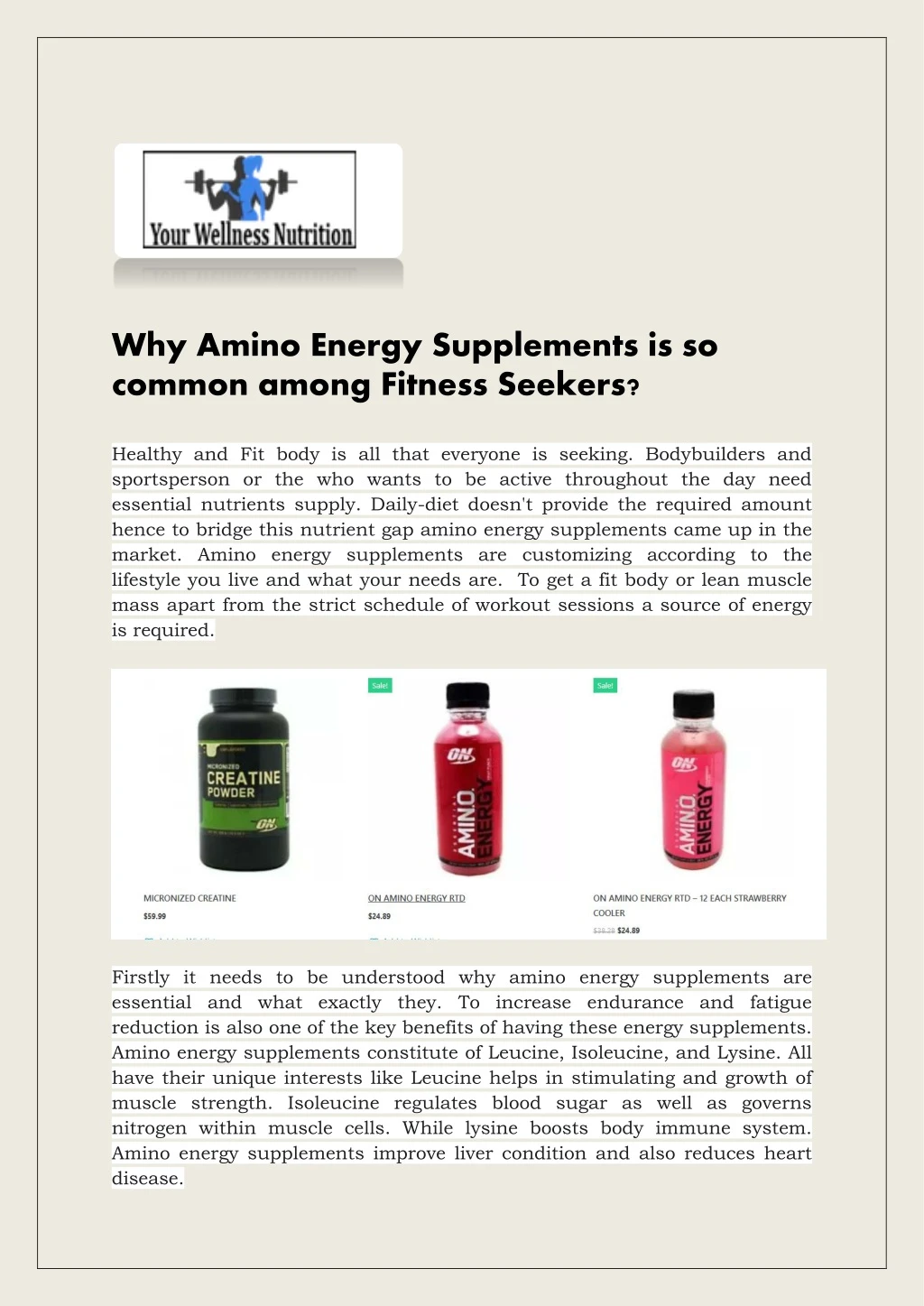 why amino energy supplements is so common among