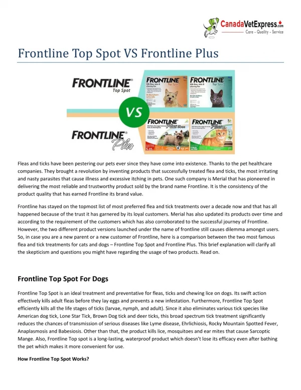 Frontline Plus VS Frontline Top Spot