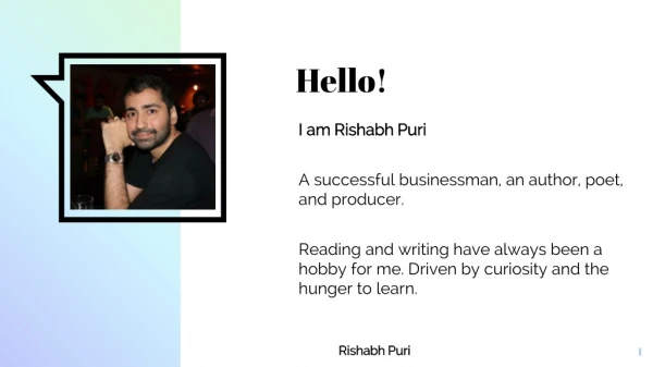 RISHABH PURI – A WRITER FROM CHANDIGARH