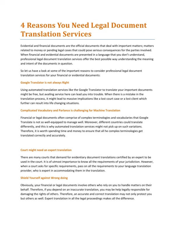 4 Reasons You Need Legal Document Translation Services