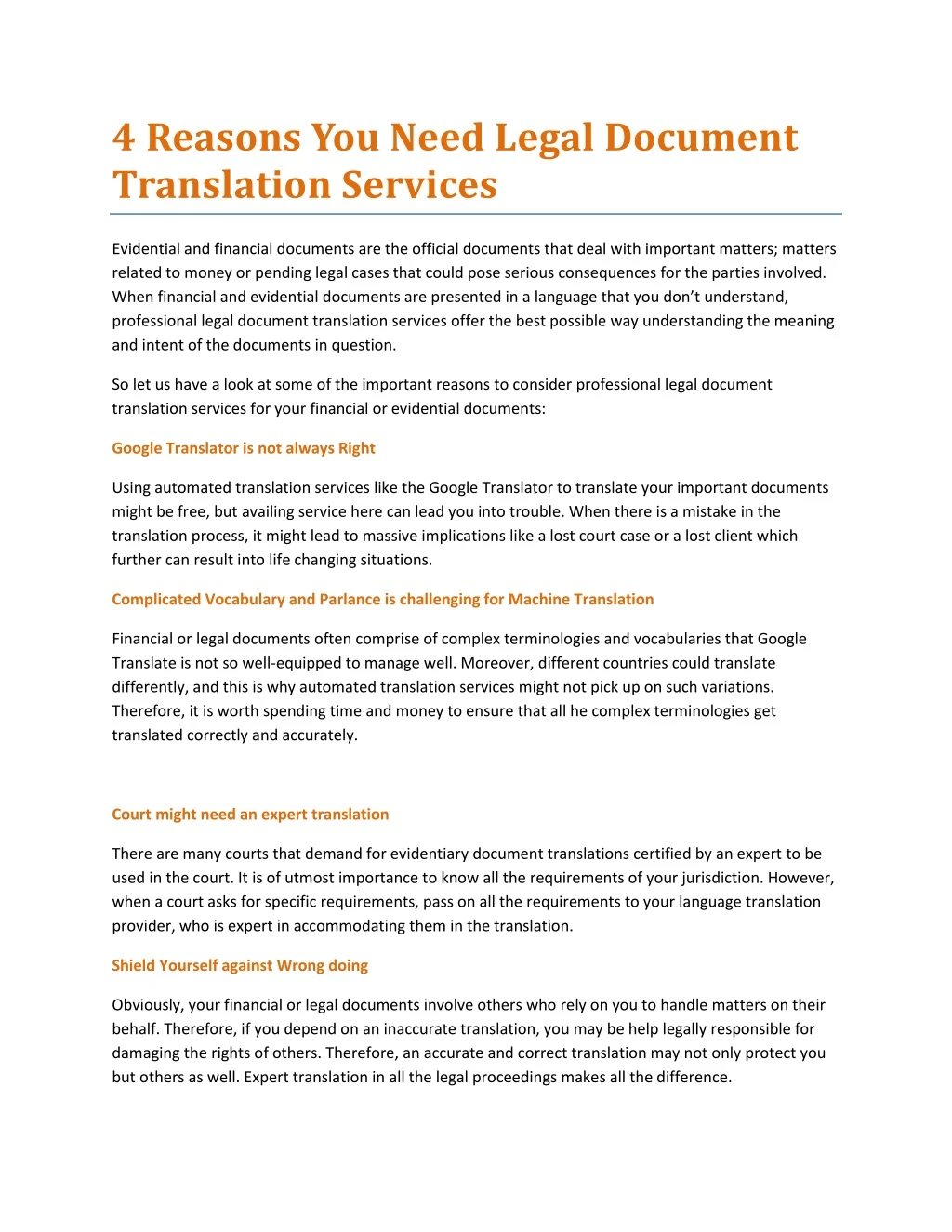 4 reasons you need legal document translation