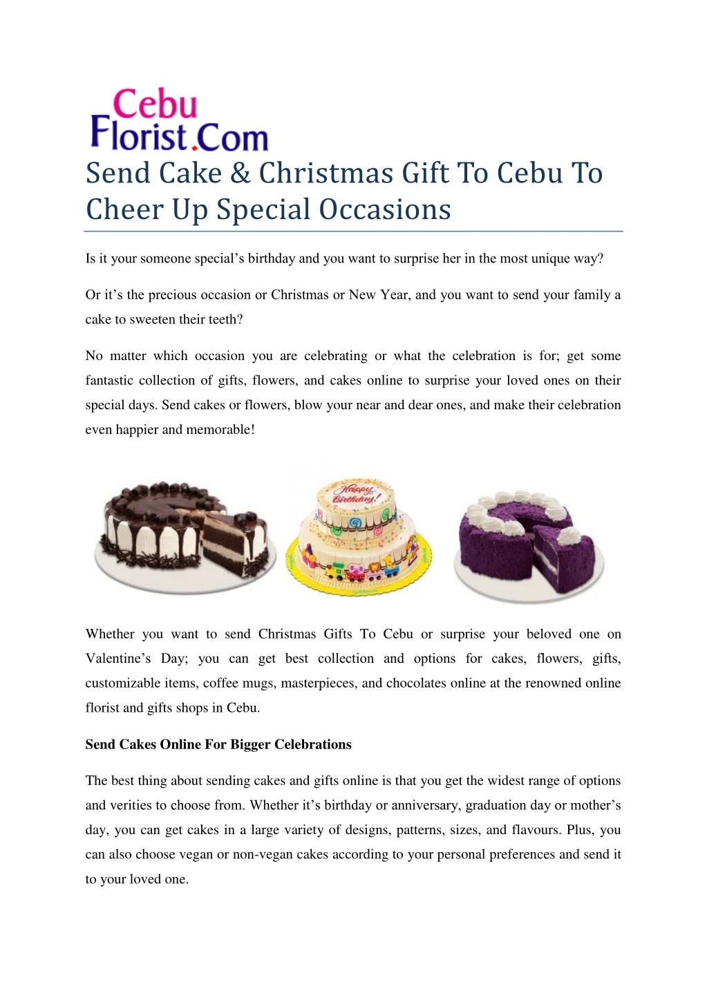 send cake christmas gift to cebu to cheer