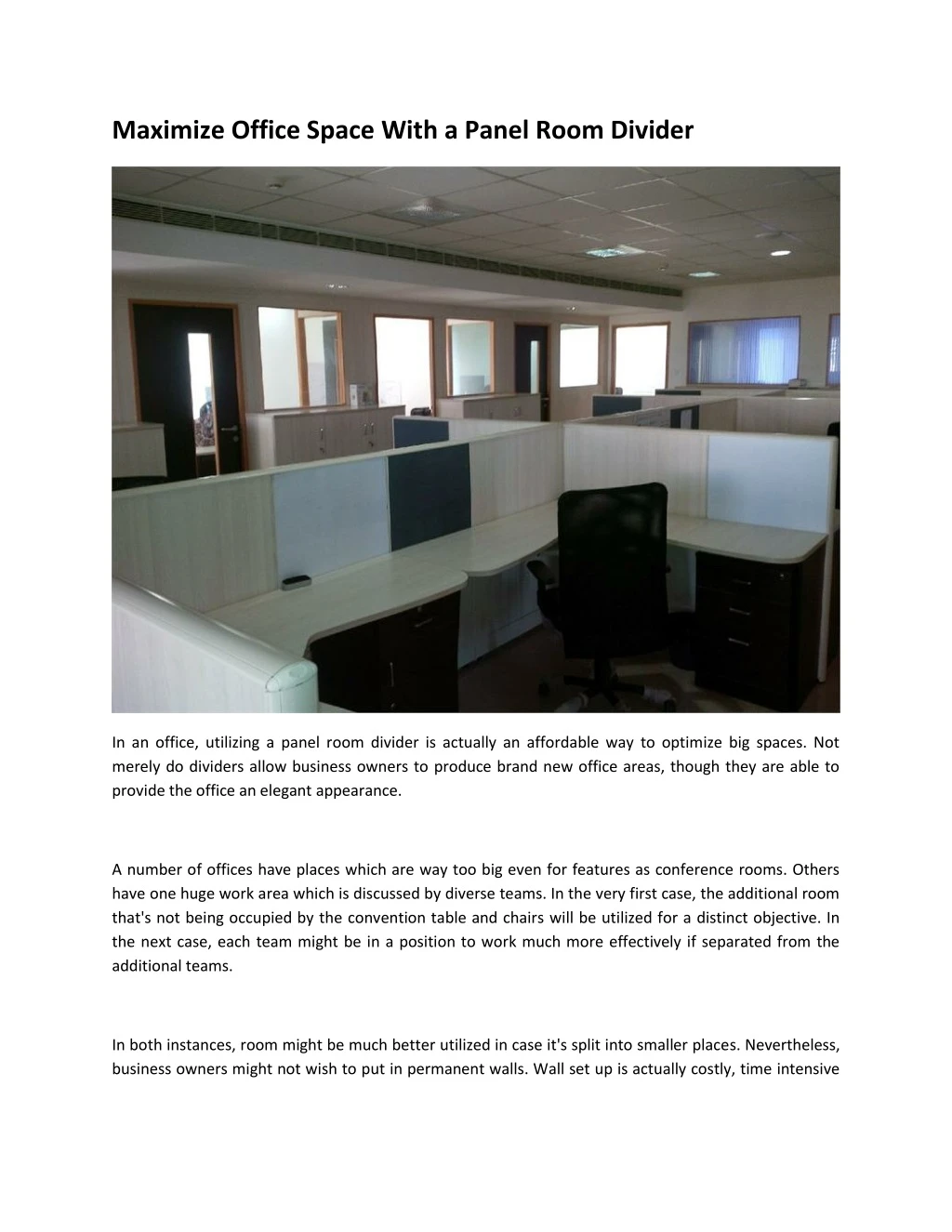 maximize office space with a panel room divider