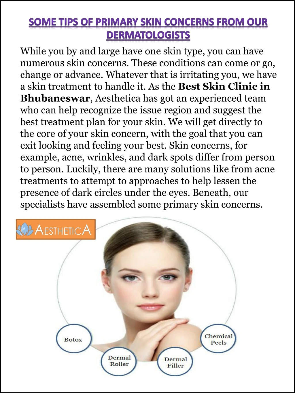 some tips of primary skin concerns from