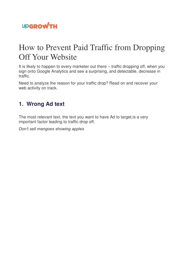 How to Prevent Paid Traffic from Dropping Off Your Website