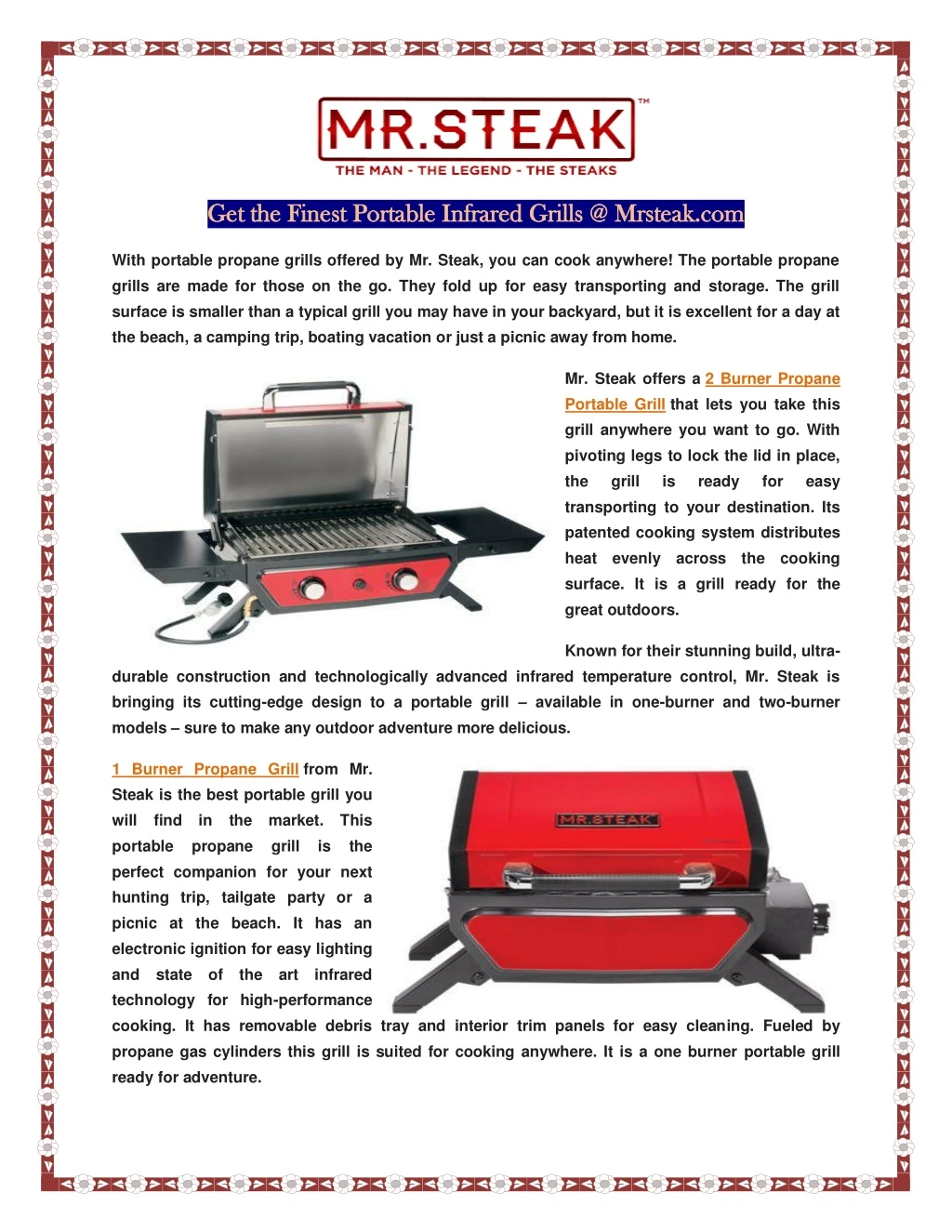 get the finest portable infrared grills @ mrsteak