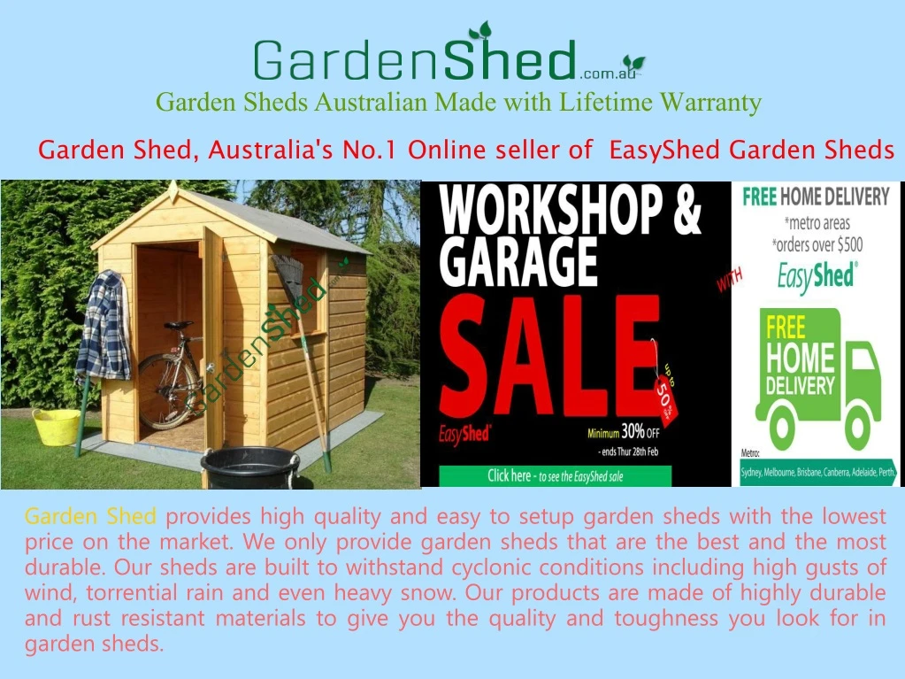 garden sheds australian made with lifetime