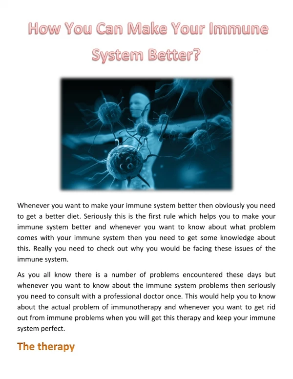 How You Can Make Your Immune System Better?