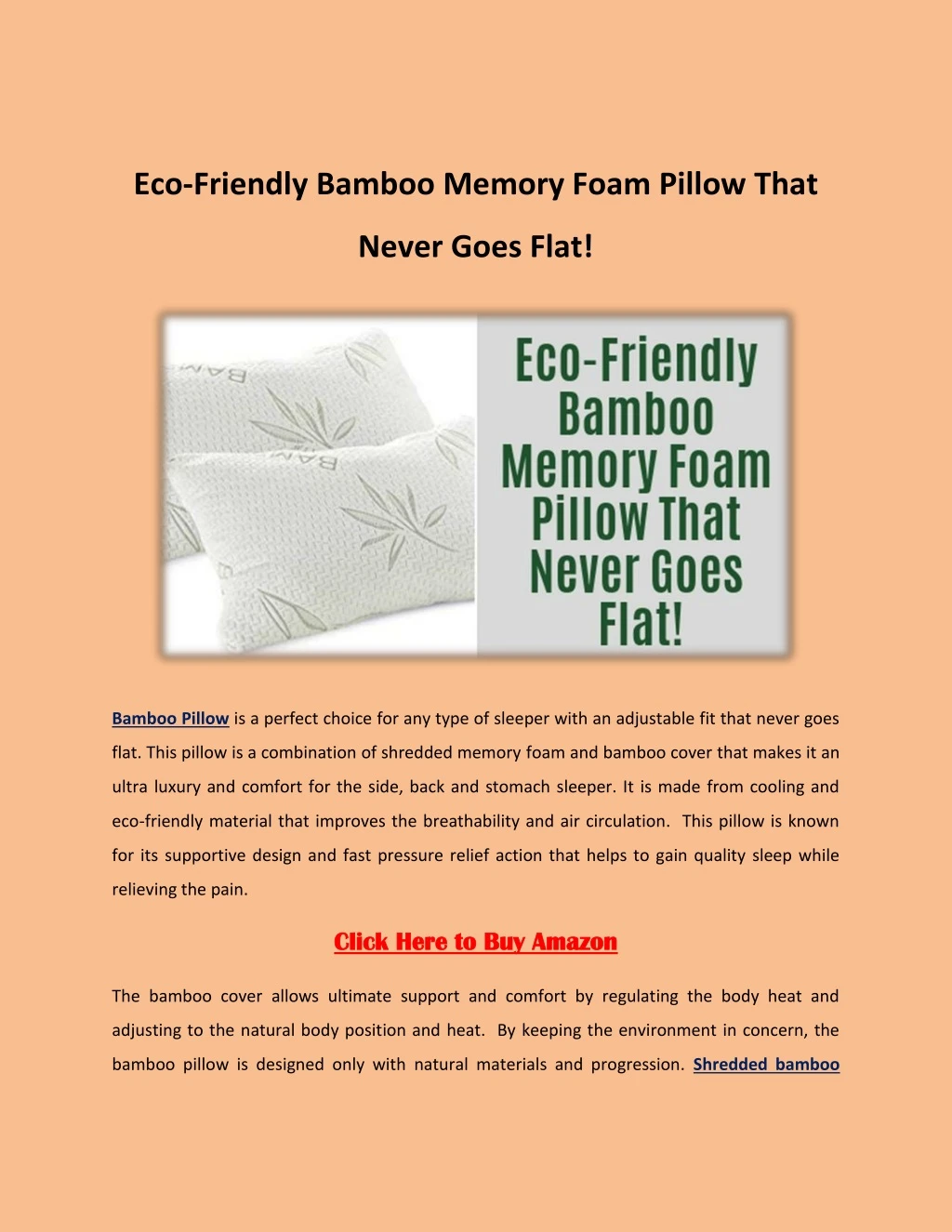 eco friendly bamboo memory foam pillow that