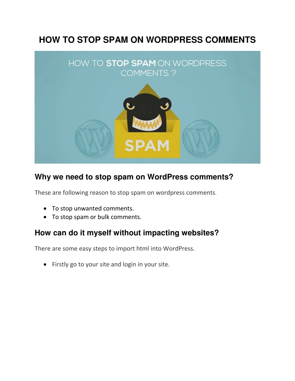 how to stop spam on wordpress comments