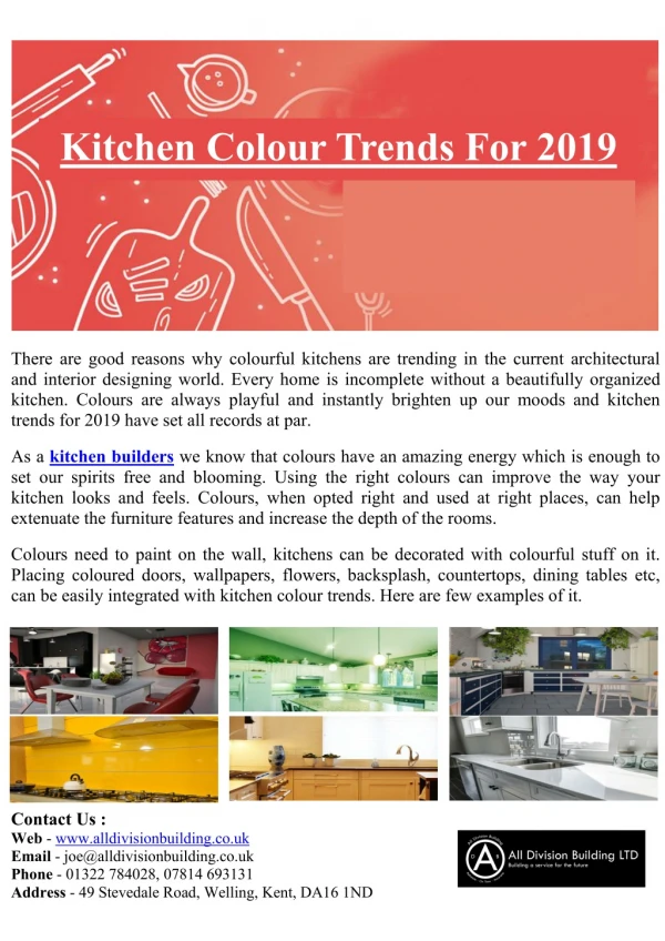 Kitchen colour trends for 2019