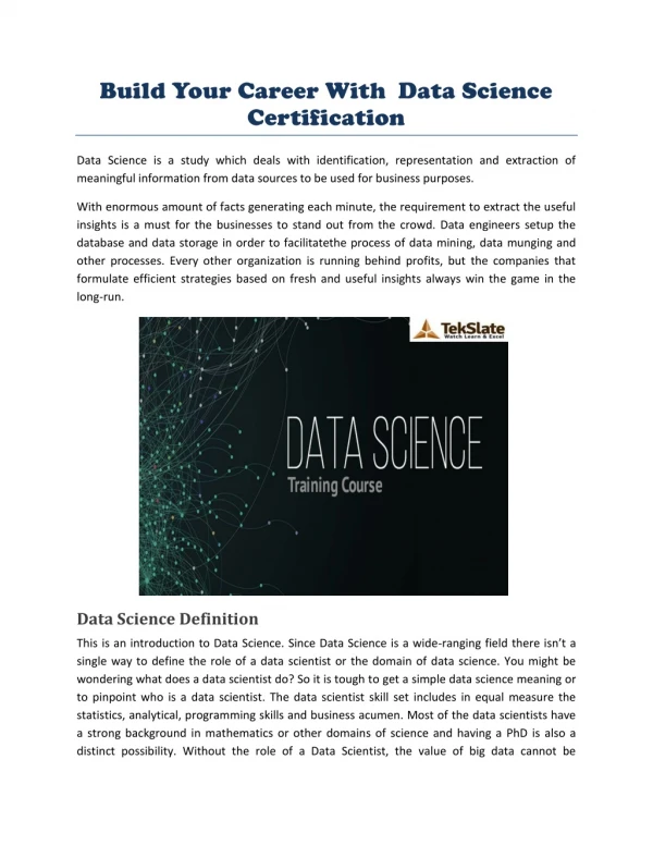 Learn Data Science Training By Real-Time Experts