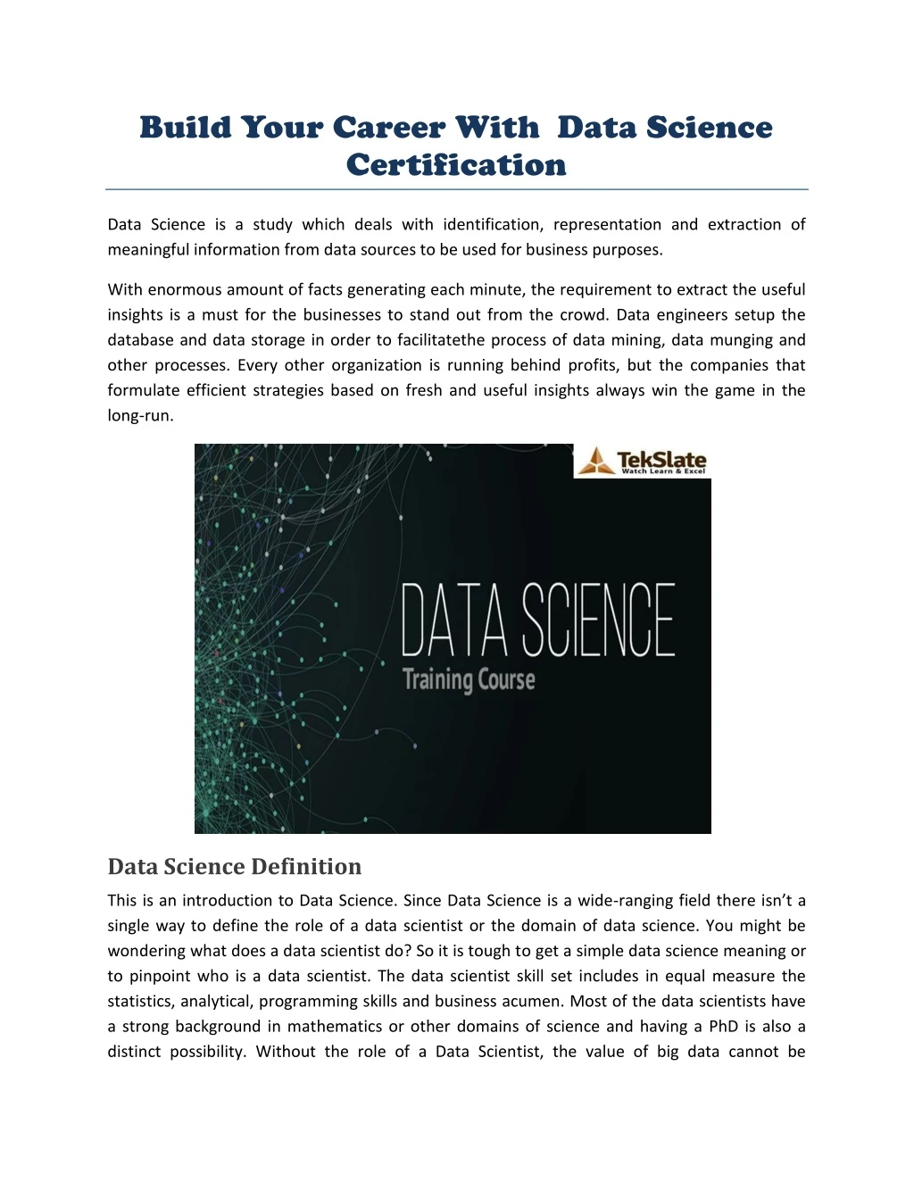 build your career with data science certification