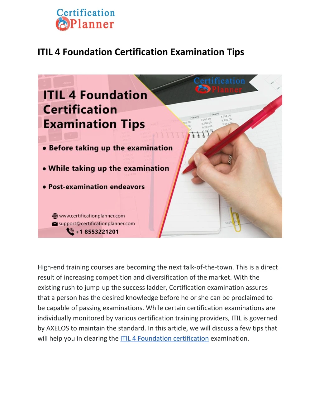 itil 4 foundation certification examination tips