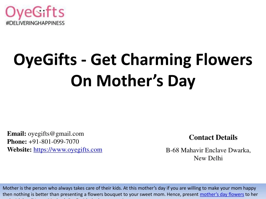 oyegifts get charming flowers on mother s day
