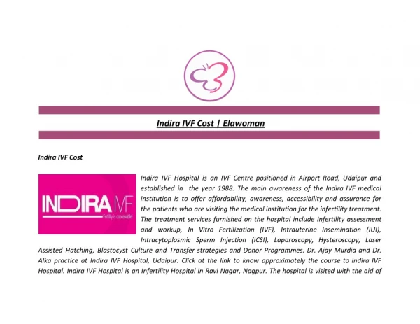 Indira IVF Cost | Elawoman