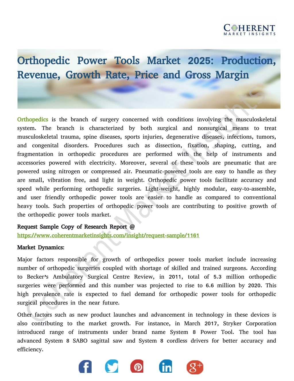 orthopedic power tools market 2025 production