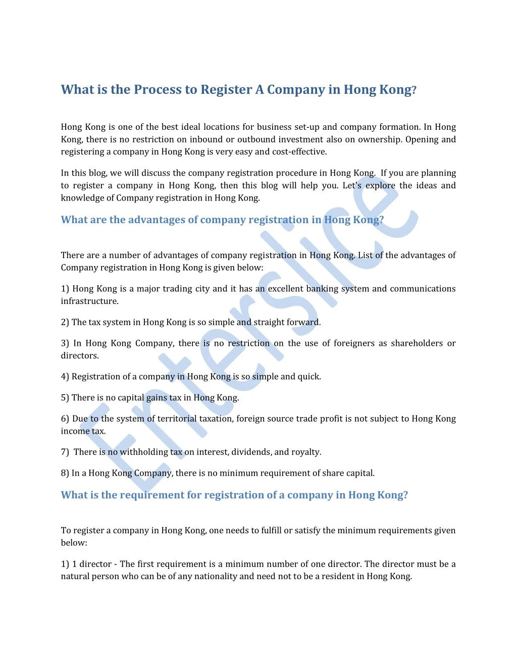 what is the process to register a company in hong