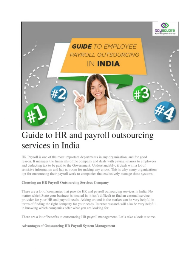 Guide to HR and payroll outsourcing services in India