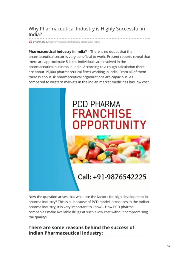 Why Pharmaceutical Industry is Highly Successful in India?