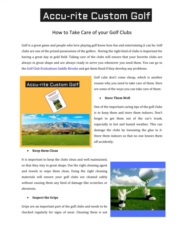How to Take Care of your Golf Clubs
