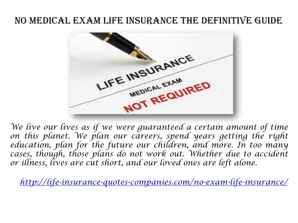 no medical exam life insurance the definitive