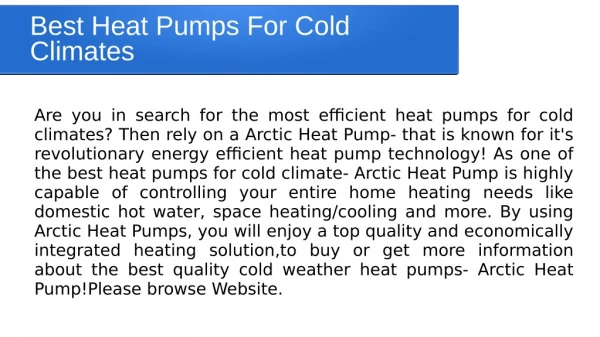 Best Heat Pumps For Cold Climates