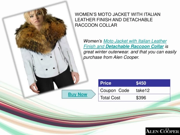 Snow White Leather Jacket with Fox Fur Collar for Women