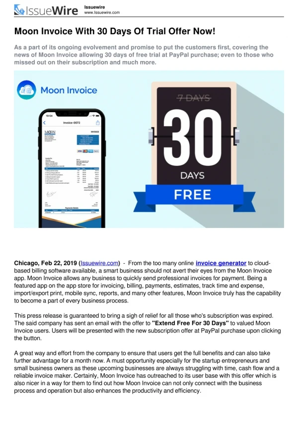 Moon Invoice With 30 Days Of Trial Offer Now!
