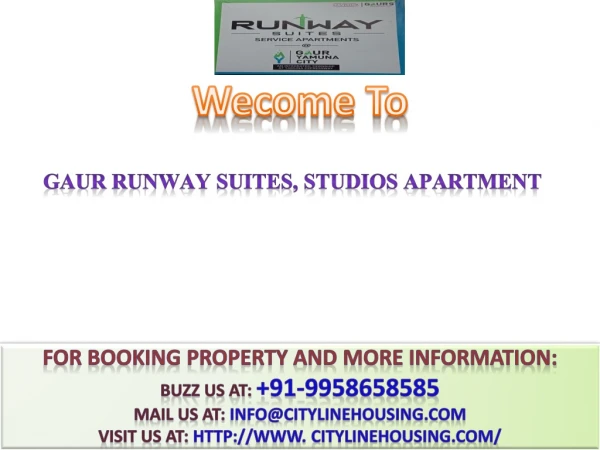 Gaur Runway Suites@# 91-9999646602 #@ Gaur Studios Apartment