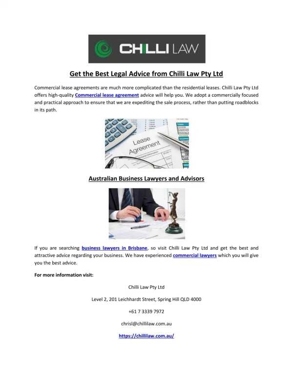 Get the Best Legal Advice from Chilli Law Pty Ltd