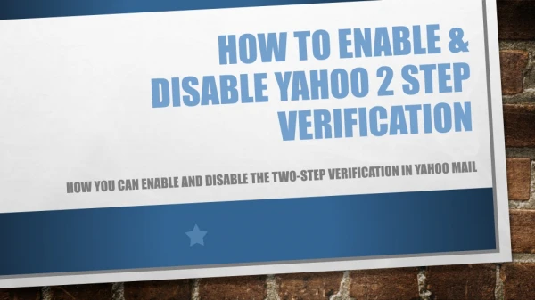 How to Enable & Disable Yahoo 2 step Verification?