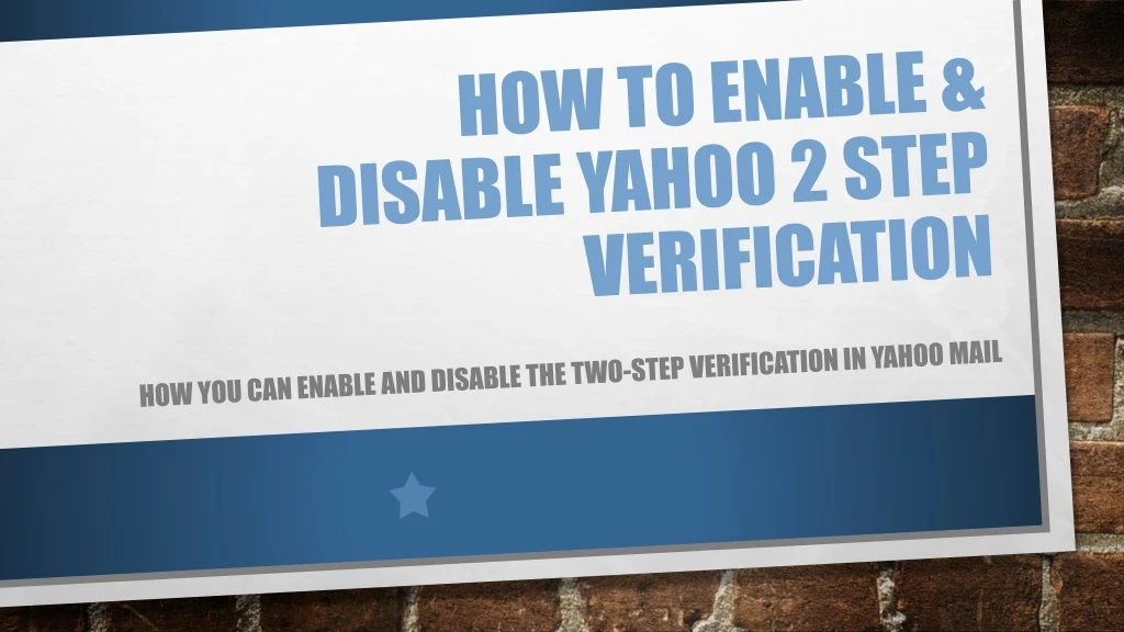 how to enable disable yahoo 2 step verification