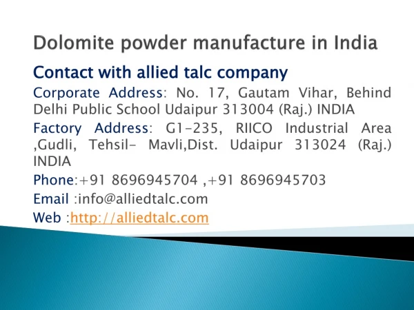 Dolomite powder manufacture in india