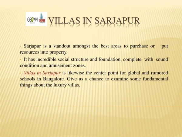 Villas In Sarjapur | G 2 Duplex Villas | 3214 sq.ft. High End Luxury Villas