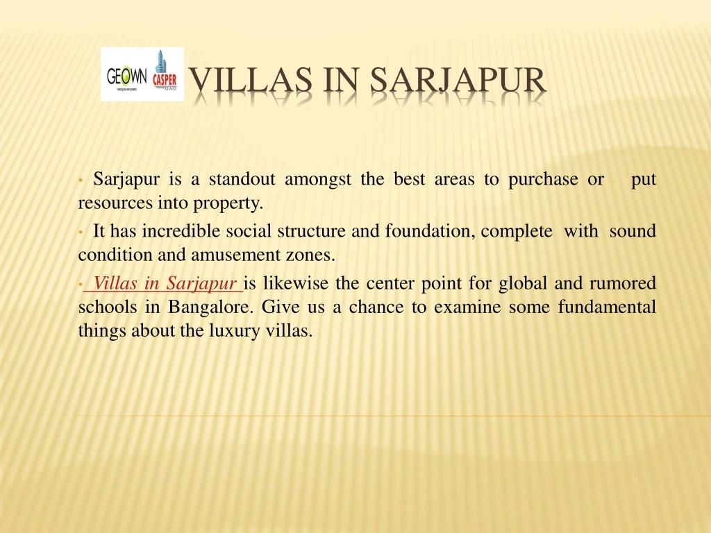 villas in sarjapur