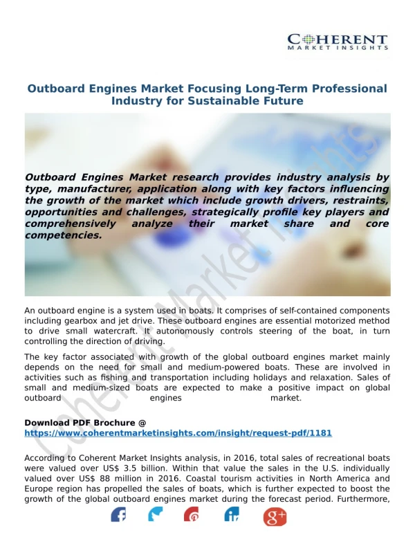Outboard Engines Market Focusing Long-Term Professional Industry for Sustainable Future
