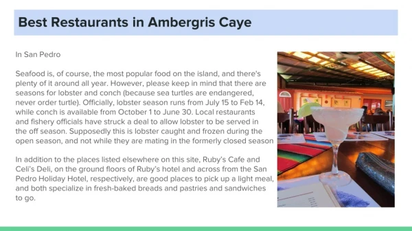 Best Restaurants in Ambergris Caye