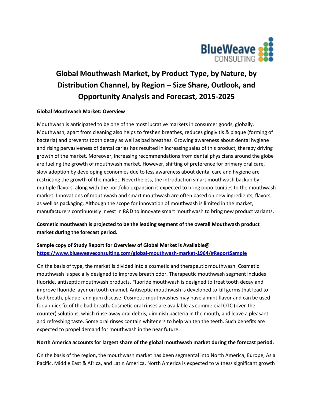 global mouthwash market by product type by nature