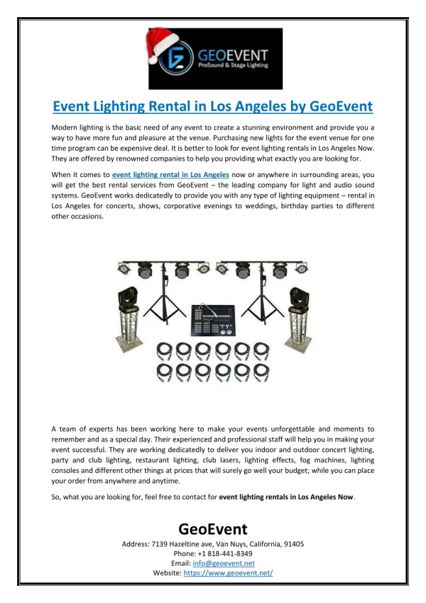 Event Lighting Rental in Los Angeles by GeoEvent