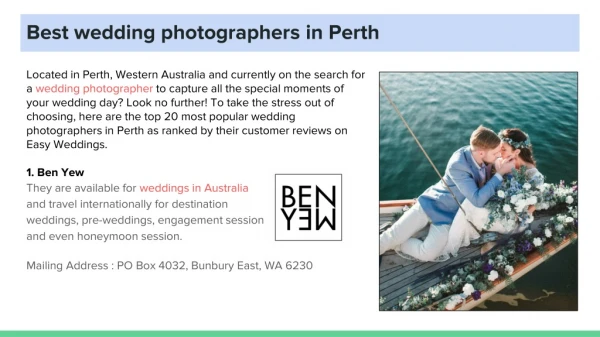 Best wedding photographers in Perth