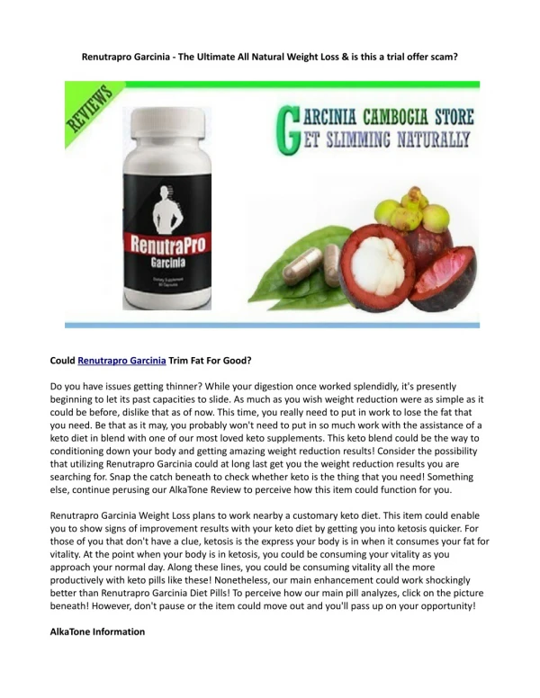 How May We Use Renutrapro Garcinia?