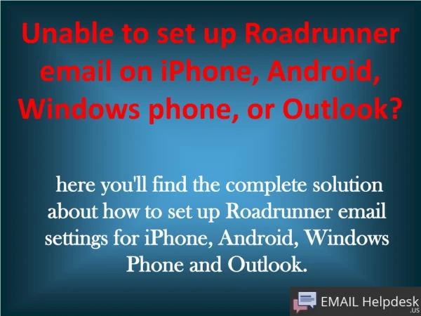 roadrunner Email issues or Setting