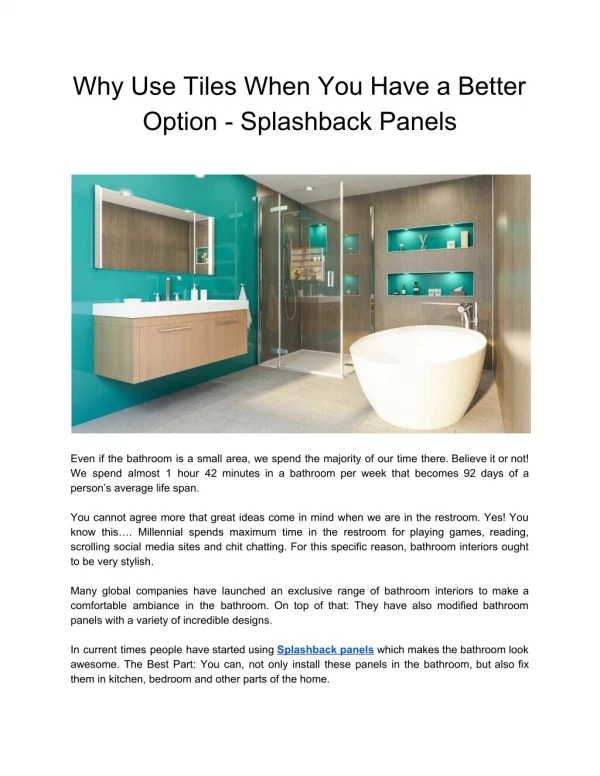 Why Use Tiles When You Have a Better Option - Splashback Panels