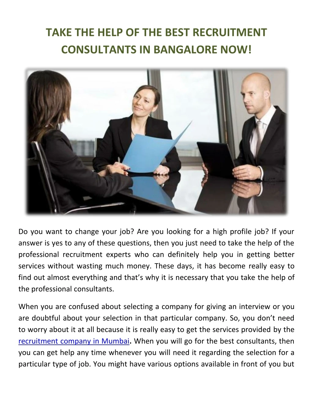 take the help of the best recruitment consultants