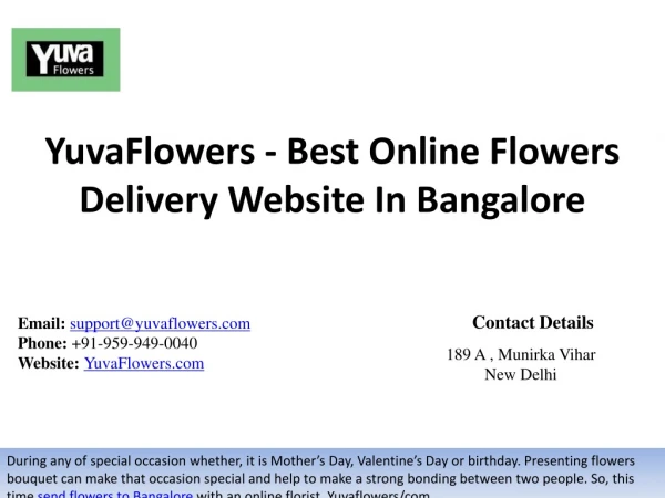 YuvaFlowers - Best Online Flowers Delivery Website In Bangalore