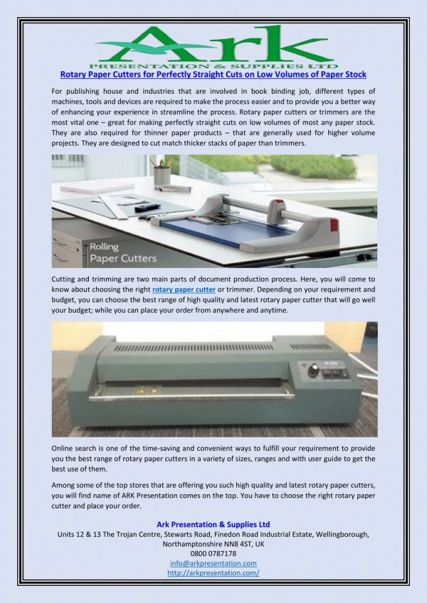 Rotary Paper Cutters for Perfectly Straight Cuts on Low Volumes of Paper Stock