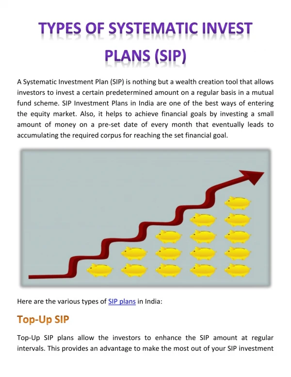 TYPES OF SYSTEMATIC INVEST PLANS (SIP)